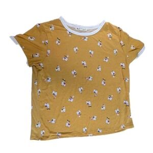 WallFlower Mustard Yellow Llama Print Ringer T-Shirt – Size XL – Cute Animal...